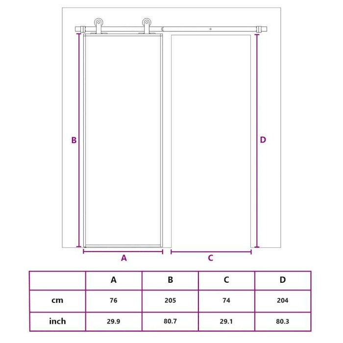 Drsna vrata črna 76x205 cm kaljeno steklo in aluminij